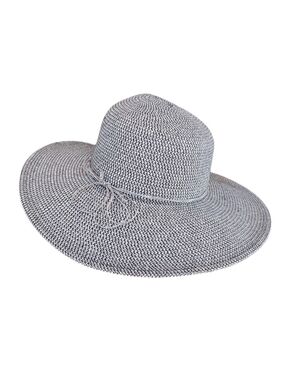 Nine West Straw Black Tan Wide Brim Packable Summer Hat